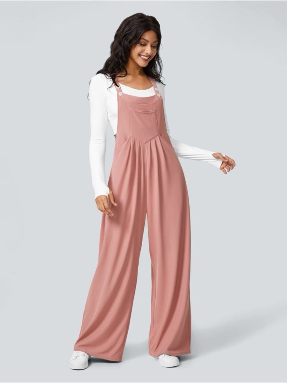 HALARA Dusty Rose Wide-Leg Jumpsuit Overalls